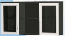 Антресоль большая с двумя стеклодверями ДЛЯ ГОСТИНОЙ АБС-2 Венге/Дуб выбеленный в Саргатском - sargatskoe.katalogmebeli.com | фото