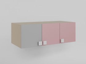 Антресоль на шкаф 3-х створчатый (Розовый/Серый/корпус Клен) в Саргатском - sargatskoe.katalogmebeli.com | фото