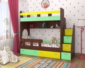Детская двухъярусная кровать Юниор-1 Белый/Синий Распродажа в Саргатском - sargatskoe.katalogmebeli.com | фото 4