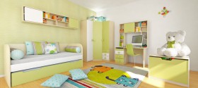 Детская комната Эппл (Зеленый/Белый/корпус Клен) в Саргатском - sargatskoe.katalogmebeli.com | фото 5