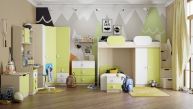 Детская комната Эппл (Зеленый/Белый/корпус Клен) в Саргатском - sargatskoe.katalogmebeli.com | фото 13
