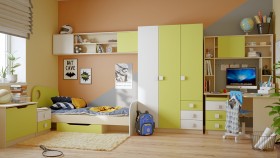 Детская комната Эппл (Зеленый/Белый/корпус Клен) в Саргатском - sargatskoe.katalogmebeli.com | фото 11
