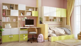 Детская комната Эппл (Зеленый/Белый/корпус Клен) в Саргатском - sargatskoe.katalogmebeli.com | фото 12