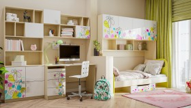 Детская комната Флёр (Белый/корпус Клен) в Саргатском - sargatskoe.katalogmebeli.com | фото 1