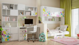 Детская комната Флер (Белый/корпус Выбеленное дерево) в Саргатском - sargatskoe.katalogmebeli.com | фото 2