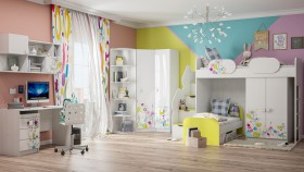 Детская комната Флер (Белый/корпус Выбеленное дерево) в Саргатском - sargatskoe.katalogmebeli.com | фото 3