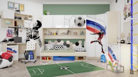 Детская комната Футбол ЧМ (Белый/Синий/корпус Клен) в Саргатском - sargatskoe.katalogmebeli.com | фото 2