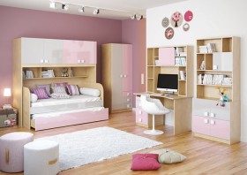 Детская комната Грэйси (Розовый/Серый/корпус Клен) в Саргатском - sargatskoe.katalogmebeli.com | фото 2