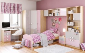 Детская комната Грэйси (Розовый/Серый/корпус Клен) в Саргатском - sargatskoe.katalogmebeli.com | фото 3