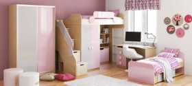 Детская комната Грэйси (Розовый/Серый/корпус Клен) в Саргатском - sargatskoe.katalogmebeli.com | фото 5