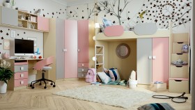 Детская комната Грэйси (Розовый/Серый/корпус Клен) в Саргатском - sargatskoe.katalogmebeli.com | фото