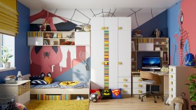 Детская комната Клаксон без машинок (Белый/корпус Клен) в Саргатском - sargatskoe.katalogmebeli.com | фото 1