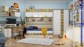 Детская комната Клаксон без машинок (Белый/корпус Клен) в Саргатском - sargatskoe.katalogmebeli.com | фото 5