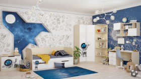 Детская комната Санни (Белый/корпус Клен) в Саргатском - sargatskoe.katalogmebeli.com | фото 2