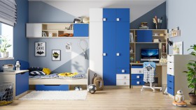 Детская комната Скай (Синий/Белый/корпус Клен) в Саргатском - sargatskoe.katalogmebeli.com | фото