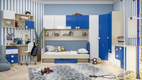 Детская комната Скай Люкс (Синий/Белый/корпус Клен) в Саргатском - sargatskoe.katalogmebeli.com | фото 3