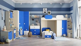 Детская комната Скай Люкс (Синий/Белый/корпус Клен) в Саргатском - sargatskoe.katalogmebeli.com | фото 7