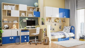 Детская комната Скай Люкс (Синий/Белый/корпус Клен) в Саргатском - sargatskoe.katalogmebeli.com | фото 9