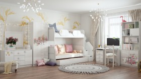 Детская комната Совушки (Белый/корпус Выбеленное дерево) в Саргатском - sargatskoe.katalogmebeli.com | фото 3