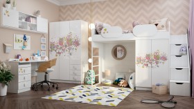Детская комната Совушки (Белый/корпус Выбеленное дерево) в Саргатском - sargatskoe.katalogmebeli.com | фото 1
