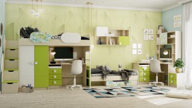 Детская комната Твит (Белый/Зеленый/корпус Клен) в Саргатском - sargatskoe.katalogmebeli.com | фото 8