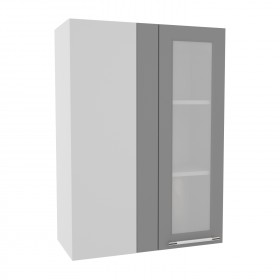 Гарда ВПУС 650 шкаф верхний угловой со стеклом высокий (Белый/корпус Серый) в Саргатском - sargatskoe.katalogmebeli.com | фото