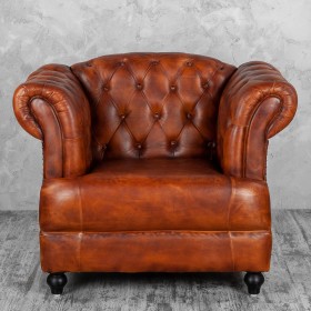 Кресло кожаное Лофт Честер-Нью (Коричневый, Рыжий) в Саргатском - sargatskoe.katalogmebeli.com | фото 7