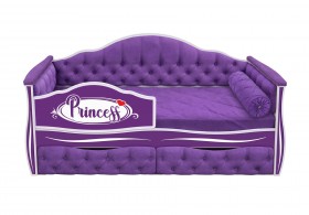Кровать 160 серии Иллюзия 2 ящика 32 Фиолетовый (мягкие боковые накладки/подушка валик) в Саргатском - sargatskoe.katalogmebeli.com | фото