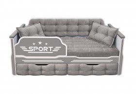 Кровать 160 серии Спорт 2 ящика 45 Серый (подушки) в Саргатском - sargatskoe.katalogmebeli.com | фото 1