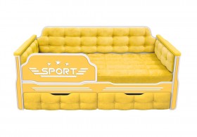 Кровать 160 серии Спорт 2 ящика 74 Жёлтый (мягкие боковые накладки) в Саргатском - sargatskoe.katalogmebeli.com | фото