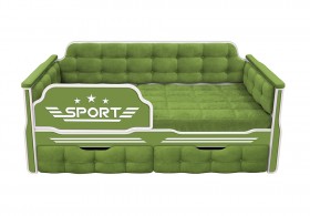 Кровать 160 серии Спорт 2 ящика 76 Зелёный (мягкие боковые накладки) в Саргатском - sargatskoe.katalogmebeli.com | фото