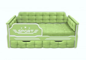 Кровать 160 серии Спорт 2 ящика 81 Фисташка (мягкие боковые накладки) в Саргатском - sargatskoe.katalogmebeli.com | фото 1