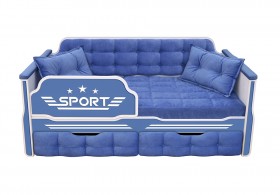 Кровать 160 серии Спорт 2 ящика 85 Синий (подушки) в Саргатском - sargatskoe.katalogmebeli.com | фото 1