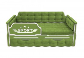 Кровать 170 серии Спорт 1 ящик 76 Зелёный (мягкие боковые накладки) в Саргатском - sargatskoe.katalogmebeli.com | фото