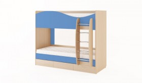 Кровать 2-х ярусная с ящиками (Беленый дуб/Синий) в Саргатском - sargatskoe.katalogmebeli.com | фото