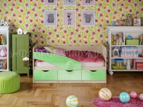 Кровать Бабочки 1,6м (Салатовый металлик) в Саргатском - sargatskoe.katalogmebeli.com | фото 1