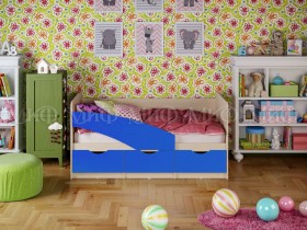 Кровать Бабочки 1,6м (Синий матовый) в Саргатском - sargatskoe.katalogmebeli.com | фото