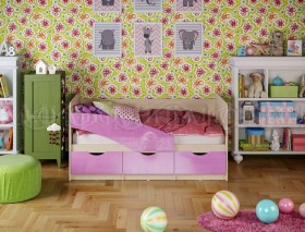 Кровать Бабочки 1,6м (Сиреневый металлик) в Саргатском - sargatskoe.katalogmebeli.com | фото 1