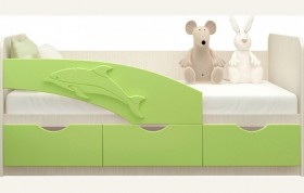 Кровать детская 1,6м Дельфин (Салатовый металлик) в Саргатском - sargatskoe.katalogmebeli.com | фото 1