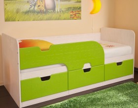 Кровать детская Минима 1,86м с ящиками (дуб атланта/лайм глянец) в Саргатском - sargatskoe.katalogmebeli.com | фото