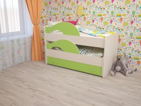 Кровать детская Радуга 1600 Млечный дуб/Салатовый в Саргатском - sargatskoe.katalogmebeli.com | фото 1