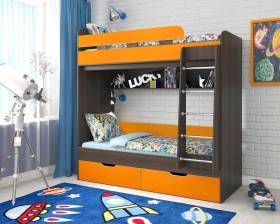 Кровать двухъярусная Юниор-5  Бодего/Оранжевый в Саргатском - sargatskoe.katalogmebeli.com | фото