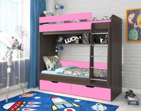 Кровать двухъярусная Юниор-5  Бодего/Розовый в Саргатском - sargatskoe.katalogmebeli.com | фото