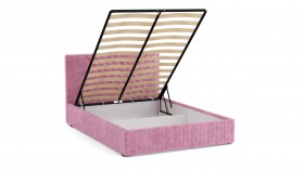 Кровать Гамма ш. 1400 (с основанием для хранения) (велюр тенерифе розовый) в Саргатском - sargatskoe.katalogmebeli.com | фото 3