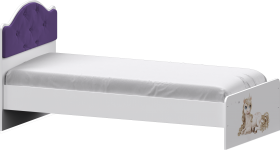 Кровать Каспер с мягкой спинкой и фотопечатью (800х1900)Белый/Фиолетовый в Саргатском - sargatskoe.katalogmebeli.com | фото