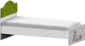 Кровать Каспер с мягкой спинкой и фотопечатью (800х1900)Белый/Лайм в Саргатском - sargatskoe.katalogmebeli.com | фото