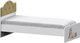 Кровать Каспер с мягкой спинкой и фотопечатью (800х1900)  Белый/Ваниль в Саргатском - sargatskoe.katalogmebeli.com | фото 1