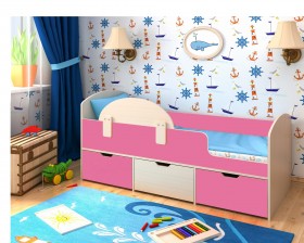 Кровать Малыш-мини Дуб молочный/Розовый в Саргатском - sargatskoe.katalogmebeli.com | фото