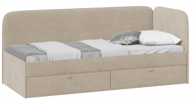 Кровать «Молли» с мягкой обивкой (900) тип 1 (Микровелюр Scandi Cream 03) в Саргатском - sargatskoe.katalogmebeli.com | фото 1