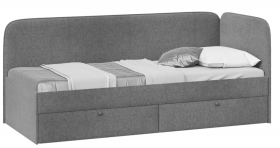 Кровать «Молли» с мягкой обивкой (900) тип 1 (Микровелюр Scandi Graphite 22) в Саргатском - sargatskoe.katalogmebeli.com | фото 1